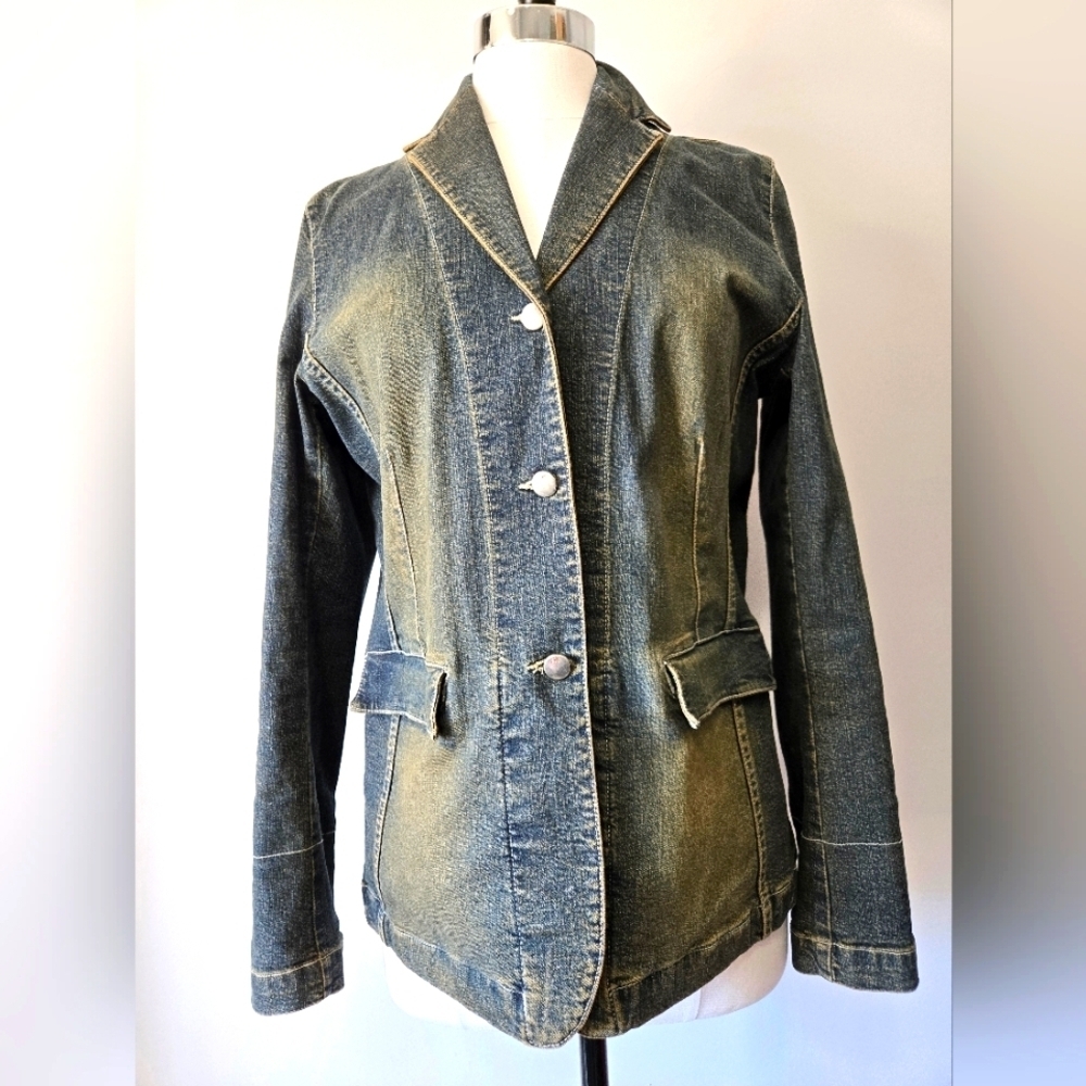 MARC AUREL Denim Fitted Jacket. Size 42